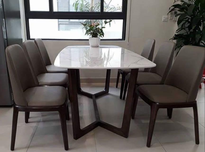 Bộ bàn ăn 6 ghế Grace, bàn Concorde mặt đá